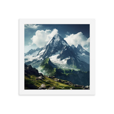 Gigantischer Berg - Landschaftsmalerei - Premium Poster mit Rahmen berge xxx 25.4 x 25.4 cm
