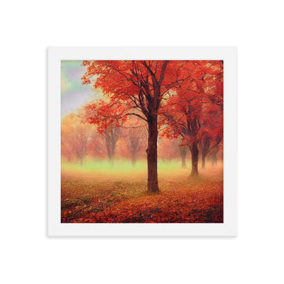Wald im Herbst - Rote Herbstblätter - Premium Poster mit Rahmen camping xxx 25.4 x 25.4 cm