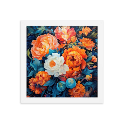 Bunte Blumen - Schöne Malerei - Premium Poster mit Rahmen camping xxx 25.4 x 25.4 cm