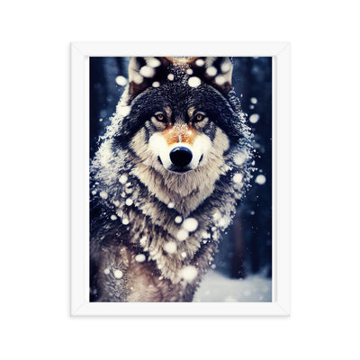 Wolf im Schnee - Episches Foto - Premium Poster mit Rahmen camping xxx 27.9 x 35.6 cm