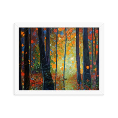 Wald voller Bäume - Herbstliche Stimmung - Malerei - Premium Poster mit Rahmen camping xxx 27.9 x 35.6 cm
