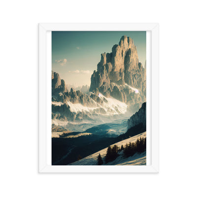 Dolomiten - Landschaftsmalerei - Premium Poster mit Rahmen berge xxx 27.9 x 35.6 cm