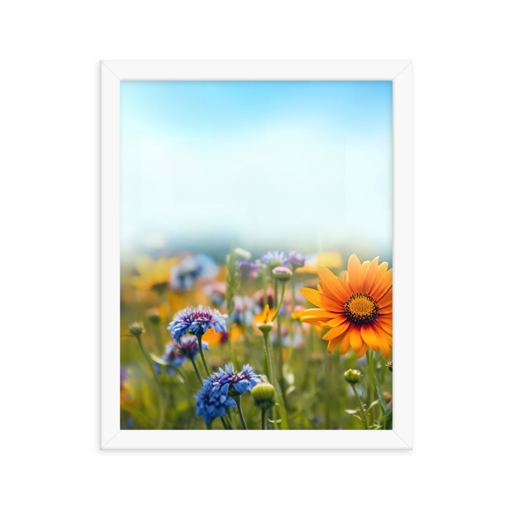 Foto von Blumen im Sonnenschein - Nahaufnahme - Premium Poster mit Rahmen camping xxx 27.9 x 35.6 cm