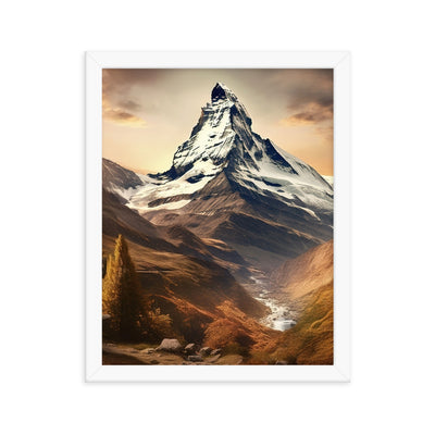 Matterhorn - Epische Malerei - Landschaft - Premium Poster mit Rahmen berge xxx 27.9 x 35.6 cm