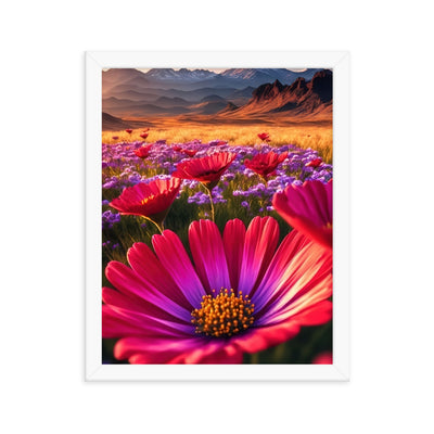 Wünderschöne Blumen und Berge im Hintergrund - Premium Poster mit Rahmen berge xxx 27.9 x 35.6 cm