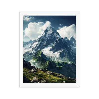 Gigantischer Berg - Landschaftsmalerei - Premium Poster mit Rahmen berge xxx 27.9 x 35.6 cm