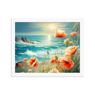 Blumen, Meer und Sonne - Malerei - Premium Poster mit Rahmen camping xxx 27.9 x 35.6 cm