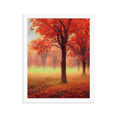 Wald im Herbst - Rote Herbstblätter - Premium Poster mit Rahmen camping xxx 27.9 x 35.6 cm