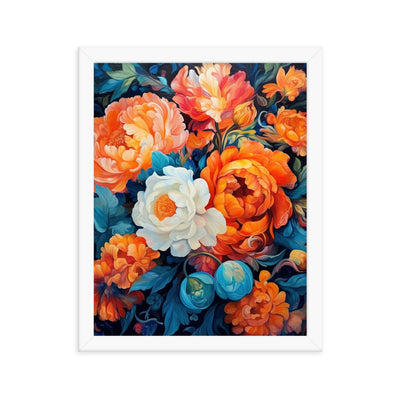 Bunte Blumen - Schöne Malerei - Premium Poster mit Rahmen camping xxx 27.9 x 35.6 cm