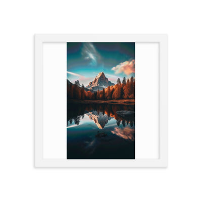Bergsee, Berg und Bäume - Foto - Premium Poster mit Rahmen berge xxx 30.5 x 30.5 cm