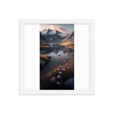 Berge, Bergsee und Blumen - Premium Poster mit Rahmen berge xxx 30.5 x 30.5 cm