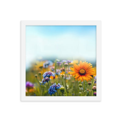 Foto von Blumen im Sonnenschein - Nahaufnahme - Premium Poster mit Rahmen camping xxx 30.5 x 30.5 cm