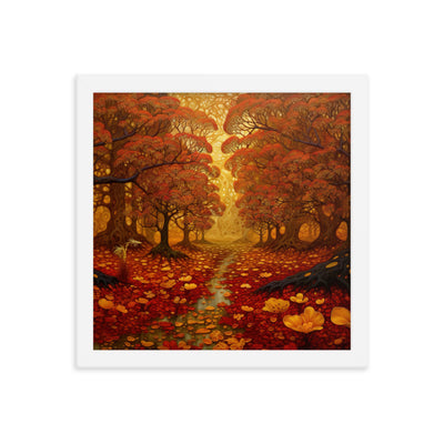 Wald im Herbst und kleiner Bach - Premium Poster mit Rahmen camping xxx 30.5 x 30.5 cm