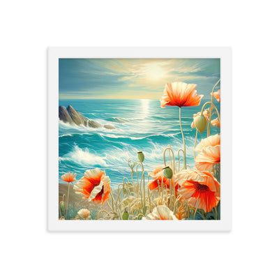Blumen, Meer und Sonne - Malerei - Premium Poster mit Rahmen camping xxx 30.5 x 30.5 cm