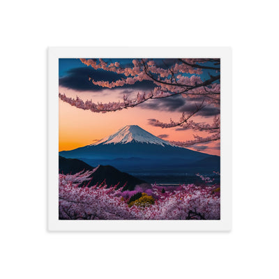 Berg - Pinke Bäume und Blumen - Premium Poster mit Rahmen berge xxx 30.5 x 30.5 cm