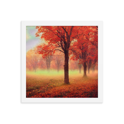 Wald im Herbst - Rote Herbstblätter - Premium Poster mit Rahmen camping xxx 30.5 x 30.5 cm