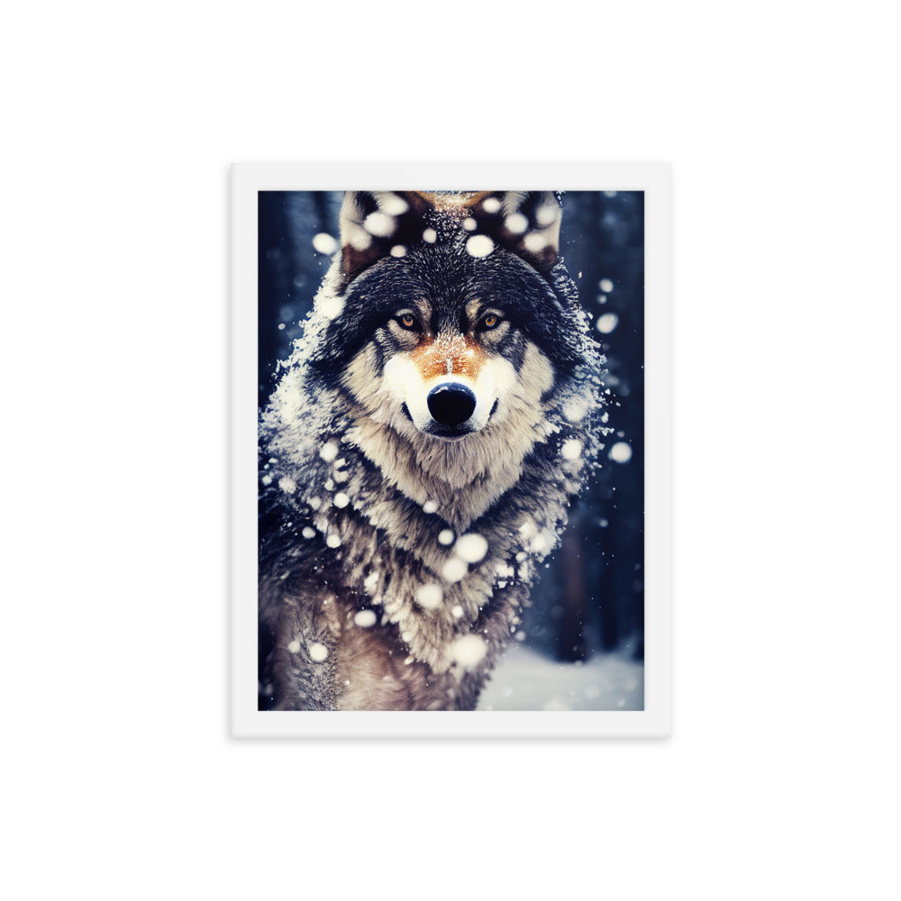 Wolf im Schnee - Episches Foto - Premium Poster mit Rahmen camping xxx 30.5 x 40.6 cm