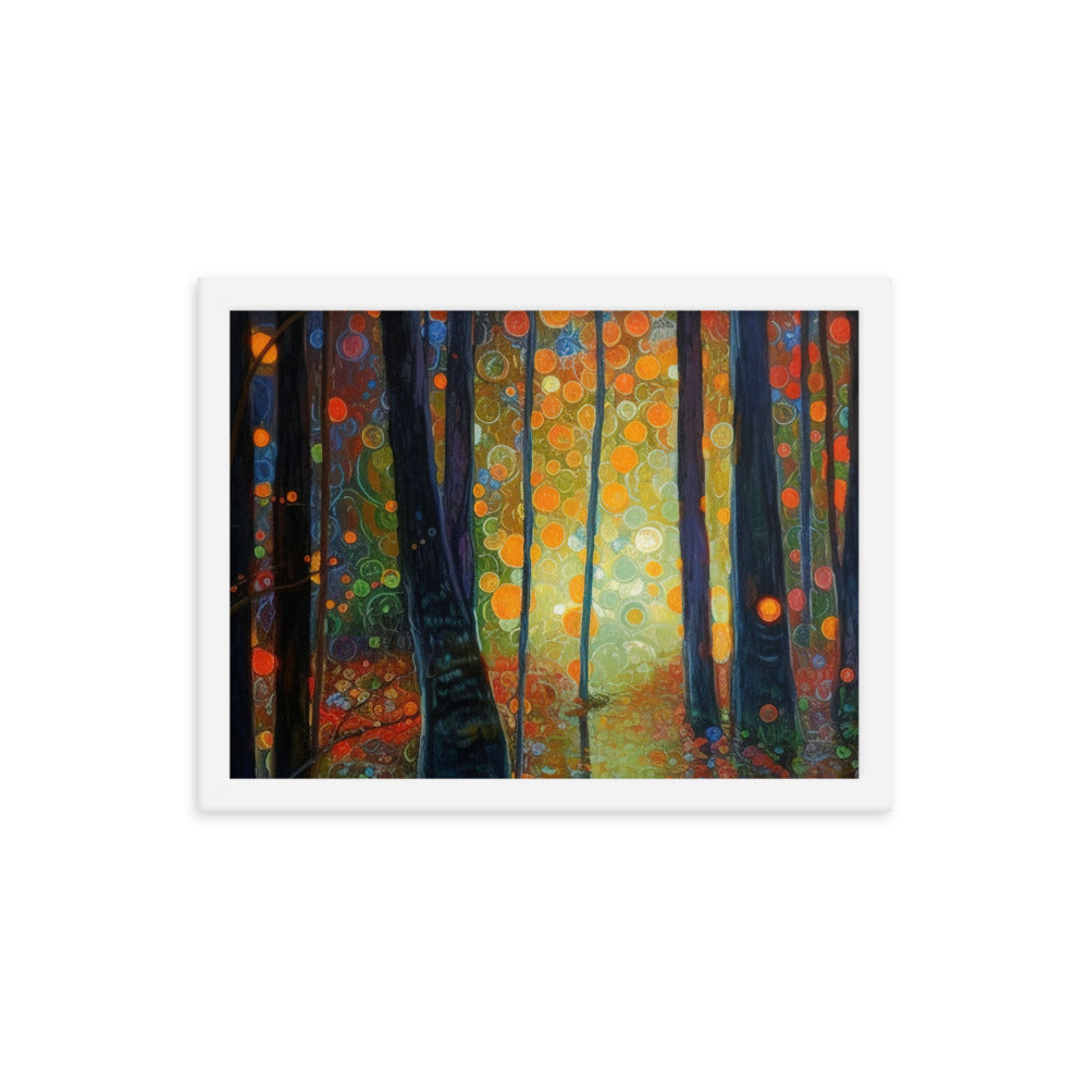 Wald voller Bäume - Herbstliche Stimmung - Malerei - Premium Poster mit Rahmen camping xxx 30.5 x 40.6 cm