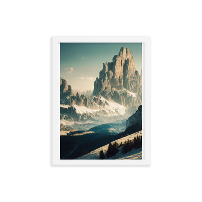Dolomiten - Landschaftsmalerei - Premium Poster mit Rahmen berge xxx 30.5 x 40.6 cm