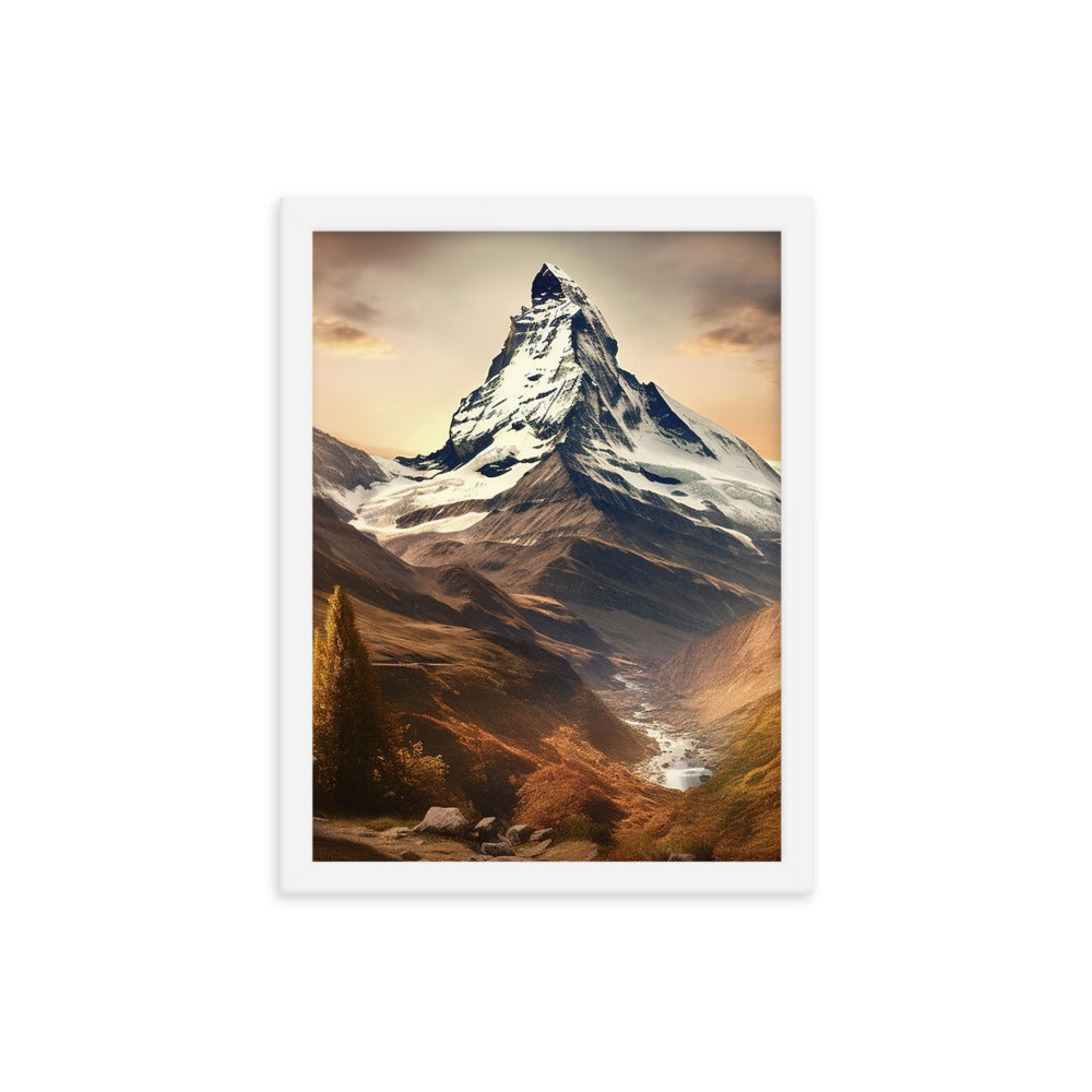Matterhorn - Epische Malerei - Landschaft - Premium Poster mit Rahmen berge xxx 30.5 x 40.6 cm