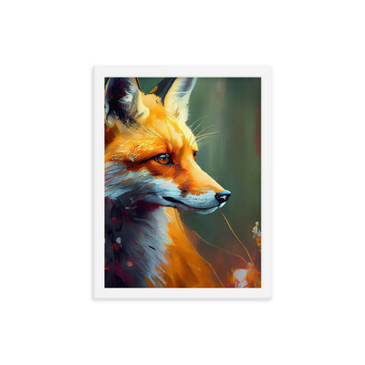 Fuchs - Ölmalerei - Schönes Kunstwerk - Premium Poster mit Rahmen camping xxx 30.5 x 40.6 cm