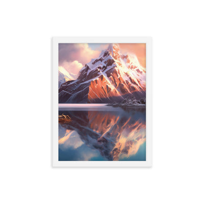 Berg und Bergsee - Landschaftsmalerei - Premium Poster mit Rahmen berge xxx 30.5 x 40.6 cm