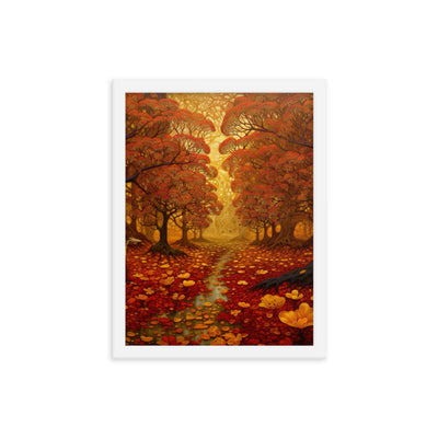Wald im Herbst und kleiner Bach - Premium Poster mit Rahmen camping xxx 30.5 x 40.6 cm