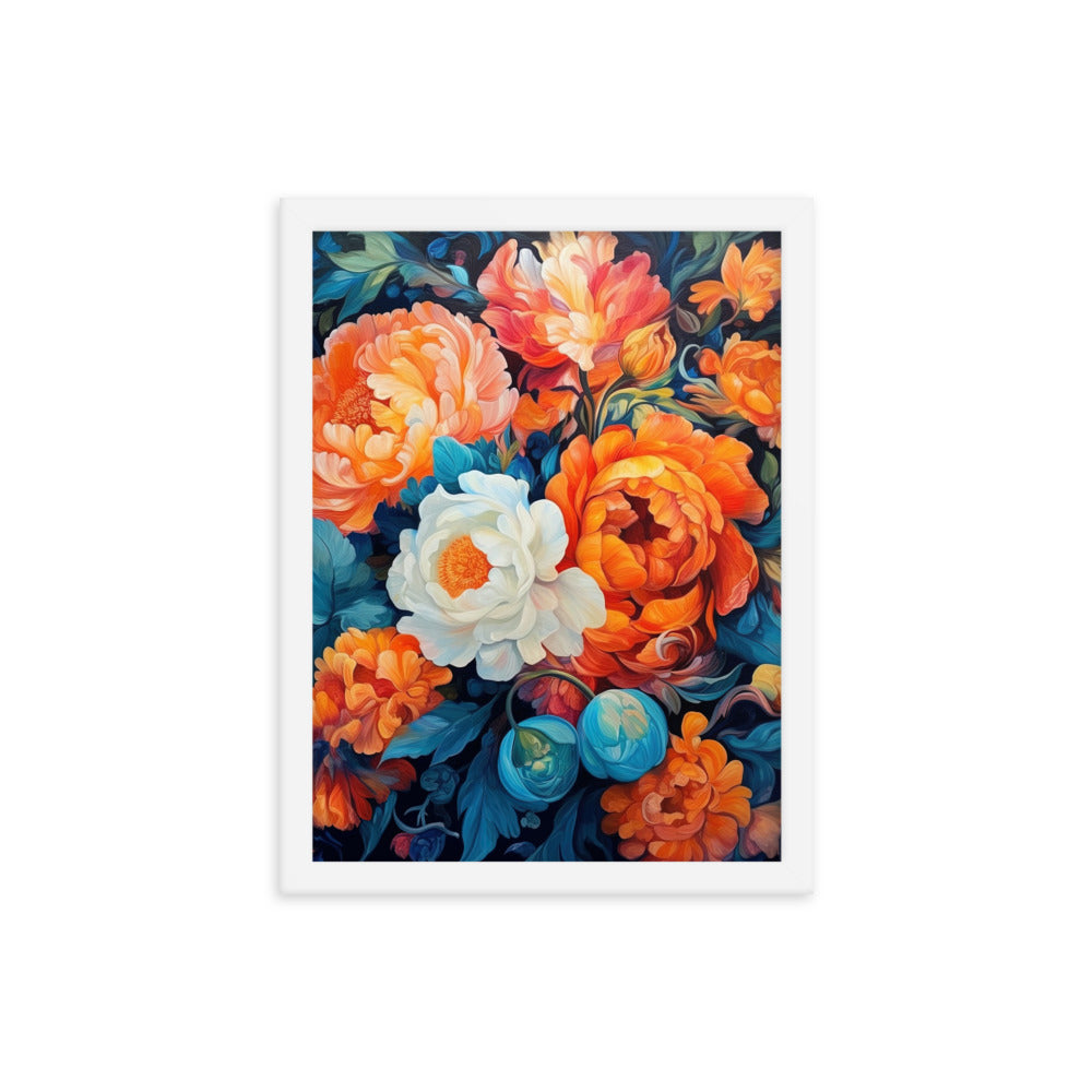 Bunte Blumen - Schöne Malerei - Premium Poster mit Rahmen camping xxx 30.5 x 40.6 cm
