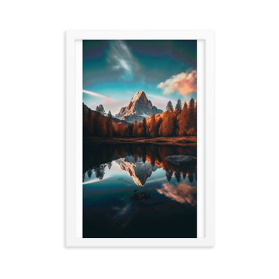 Bergsee, Berg und Bäume - Foto - Premium Poster mit Rahmen berge xxx 30.5 x 45.7 cm