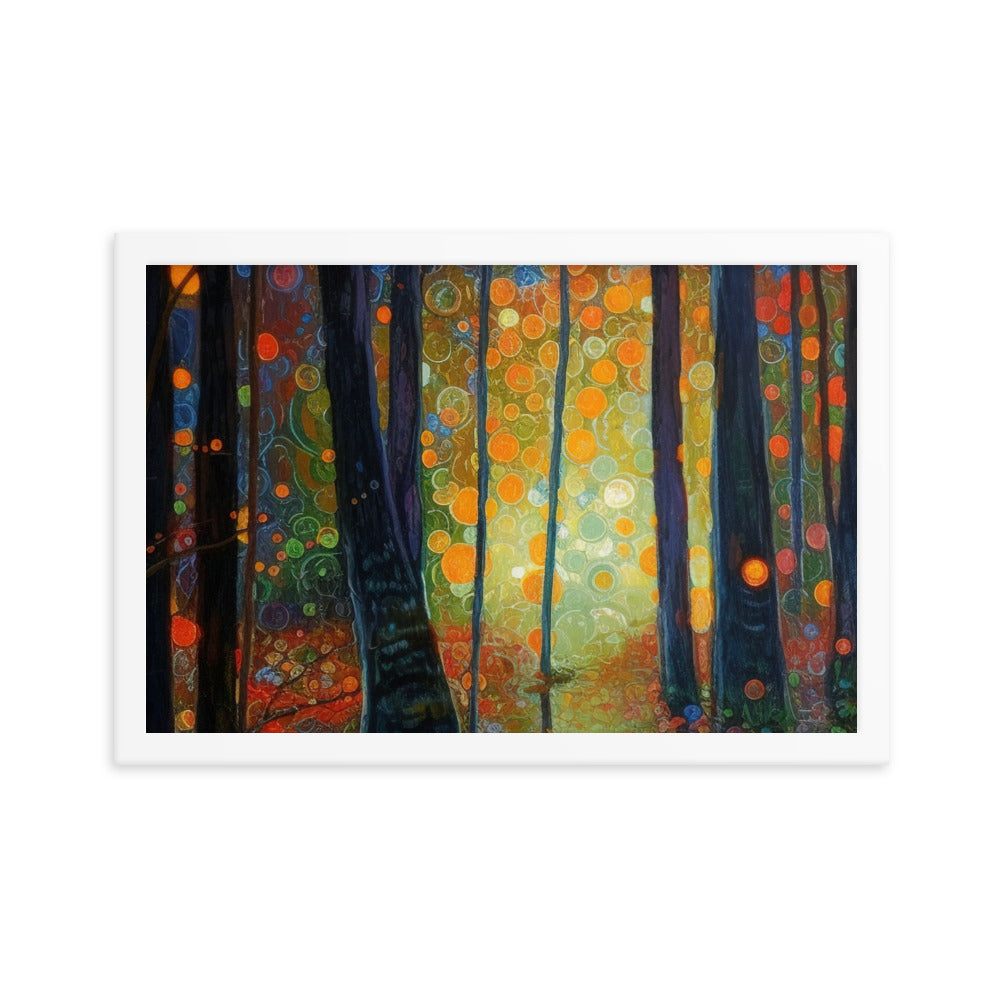 Wald voller Bäume - Herbstliche Stimmung - Malerei - Premium Poster mit Rahmen camping xxx 30.5 x 45.7 cm