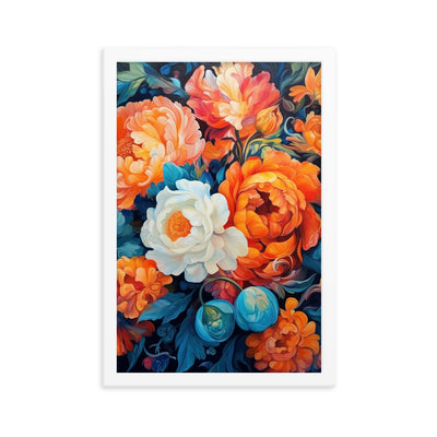 Bunte Blumen - Schöne Malerei - Premium Poster mit Rahmen camping xxx 30.5 x 45.7 cm
