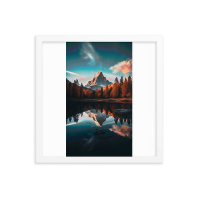 Bergsee, Berg und Bäume - Foto - Premium Poster mit Rahmen berge xxx 35.6 x 35.6 cm