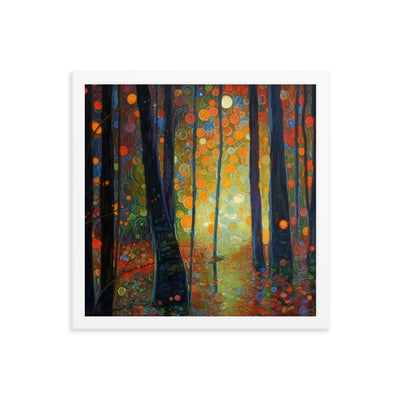 Wald voller Bäume - Herbstliche Stimmung - Malerei - Premium Poster mit Rahmen camping xxx 35.6 x 35.6 cm