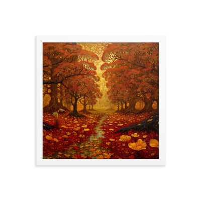 Wald im Herbst und kleiner Bach - Premium Poster mit Rahmen camping xxx 35.6 x 35.6 cm