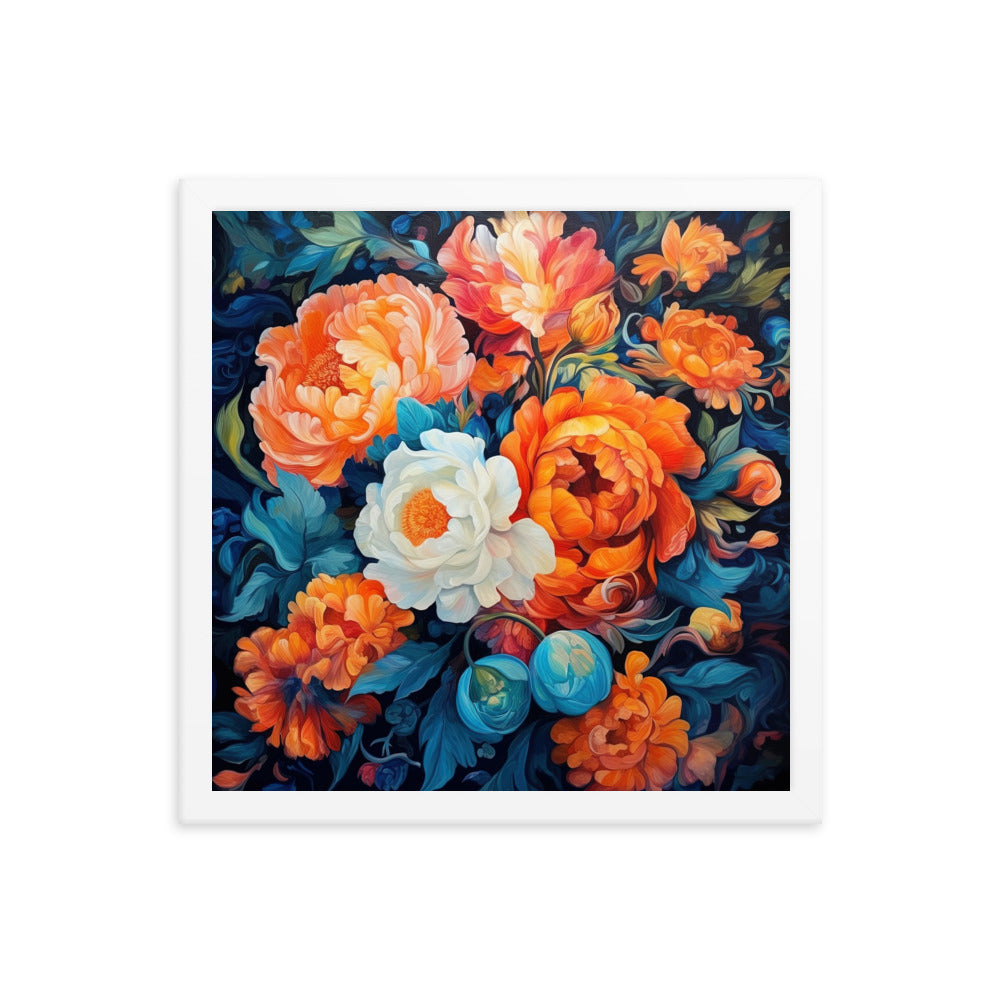 Bunte Blumen - Schöne Malerei - Premium Poster mit Rahmen camping xxx 35.6 x 35.6 cm