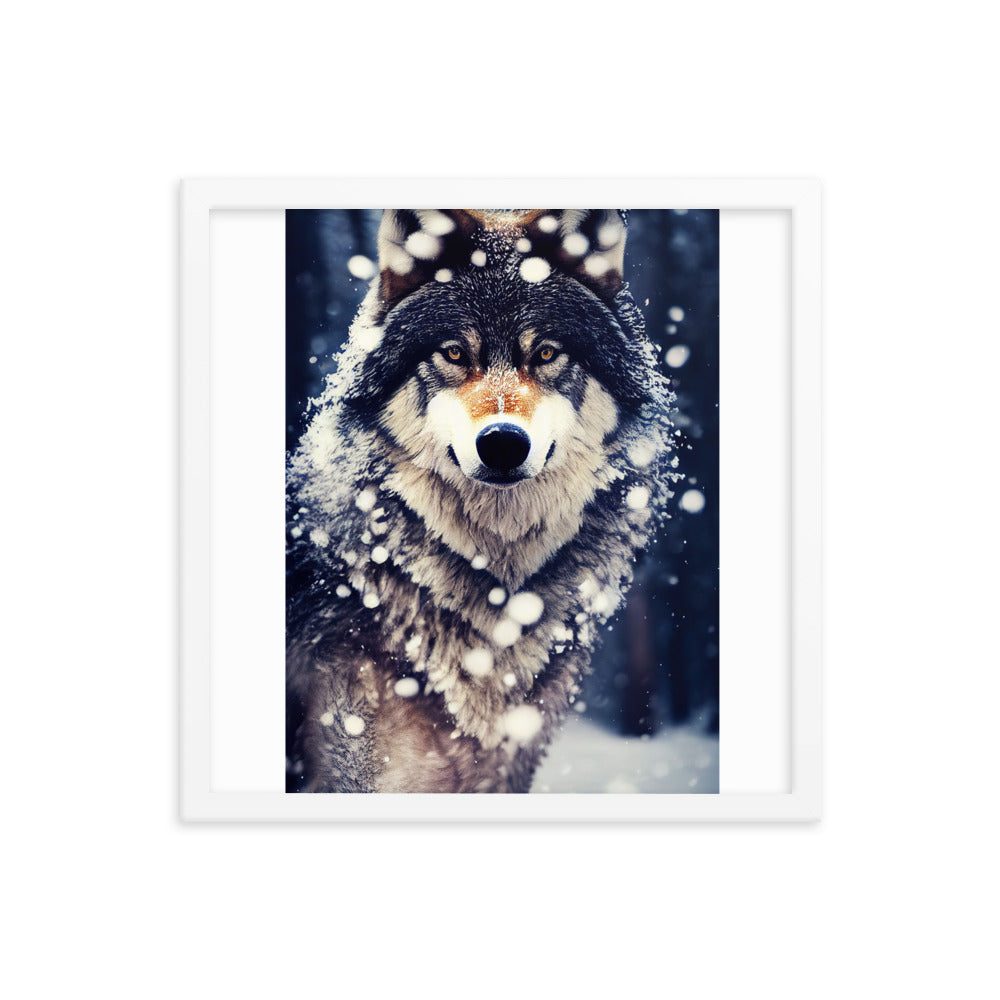 Wolf im Schnee - Episches Foto - Premium Poster mit Rahmen camping xxx 40.6 x 40.6 cm