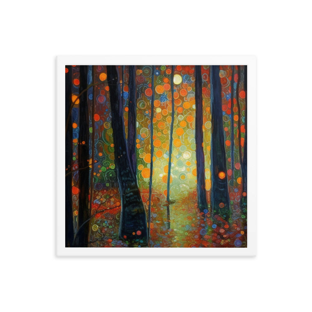 Wald voller Bäume - Herbstliche Stimmung - Malerei - Premium Poster mit Rahmen camping xxx 40.6 x 40.6 cm