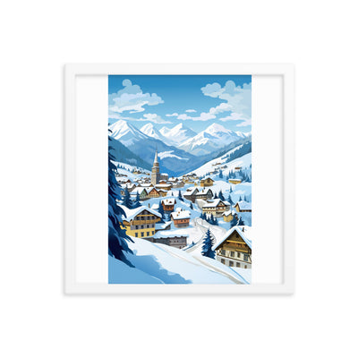Kitzbühl - Berge und Schnee - Landschaftsmalerei - Premium Poster mit Rahmen ski xxx 40.6 x 40.6 cm