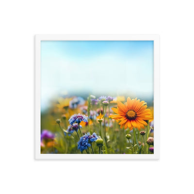 Foto von Blumen im Sonnenschein - Nahaufnahme - Premium Poster mit Rahmen camping xxx 40.6 x 40.6 cm