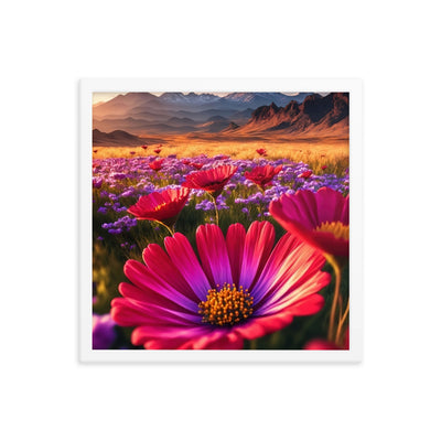 Wünderschöne Blumen und Berge im Hintergrund - Premium Poster mit Rahmen berge xxx 40.6 x 40.6 cm