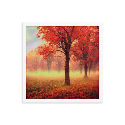 Wald im Herbst - Rote Herbstblätter - Premium Poster mit Rahmen camping xxx 40.6 x 40.6 cm