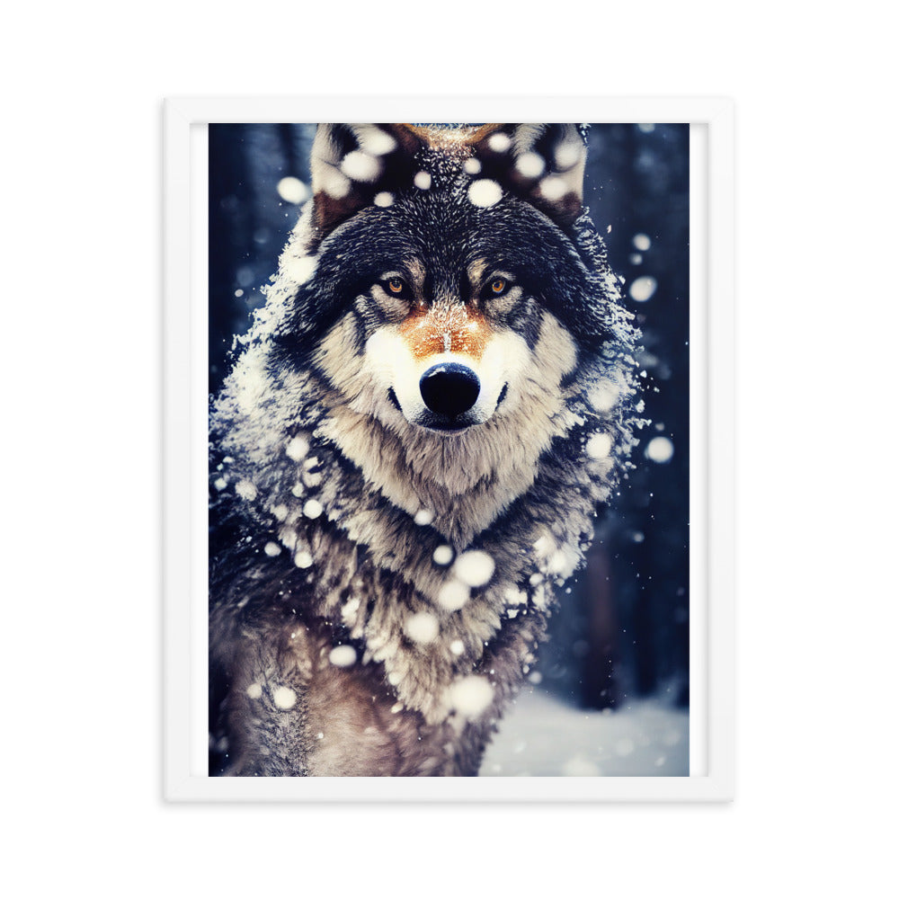 Wolf im Schnee - Episches Foto - Premium Poster mit Rahmen camping xxx 40.6 x 50.8 cm