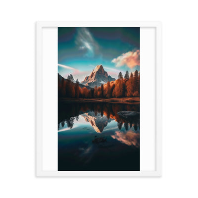 Bergsee, Berg und Bäume - Foto - Premium Poster mit Rahmen berge xxx 40.6 x 50.8 cm