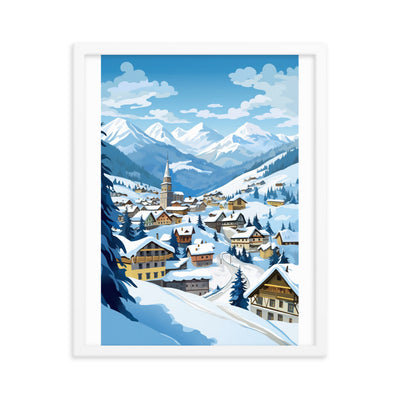 Kitzbühl - Berge und Schnee - Landschaftsmalerei - Premium Poster mit Rahmen ski xxx 40.6 x 50.8 cm