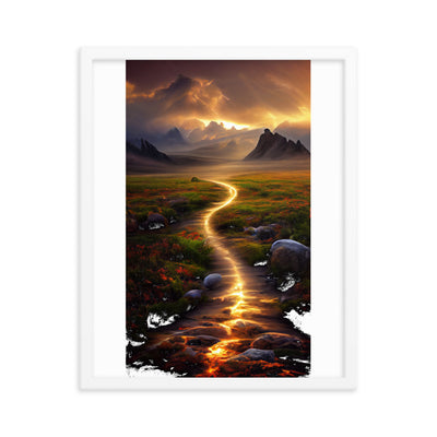Landschaft mit wilder Atmosphäre - Malerei - Premium Poster mit Rahmen berge xxx 40.6 x 50.8 cm