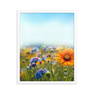 Foto von Blumen im Sonnenschein - Nahaufnahme - Premium Poster mit Rahmen camping xxx 40.6 x 50.8 cm