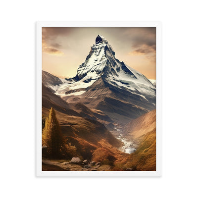 Matterhorn - Epische Malerei - Landschaft - Premium Poster mit Rahmen berge xxx 40.6 x 50.8 cm