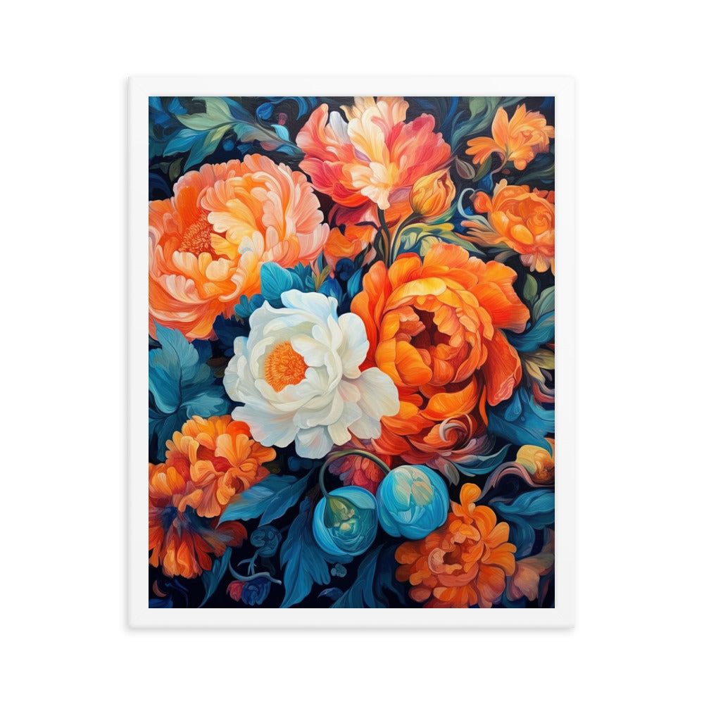 Bunte Blumen - Schöne Malerei - Premium Poster mit Rahmen camping xxx 40.6 x 50.8 cm