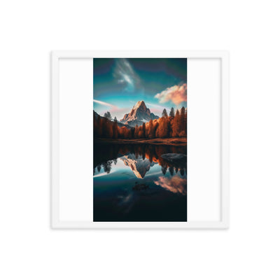 Bergsee, Berg und Bäume - Foto - Premium Poster mit Rahmen berge xxx 45.7 x 45.7 cm