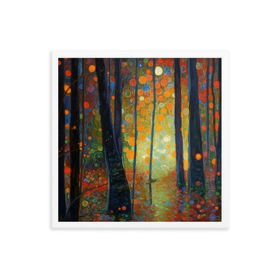 Wald voller Bäume - Herbstliche Stimmung - Malerei - Premium Poster mit Rahmen camping xxx 45.7 x 45.7 cm